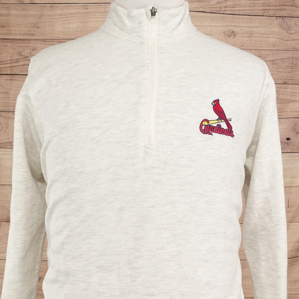 St. Louis Cardinals Sweatshirt Mens XL White Baseball Antigua 1/4 Zip Pullover